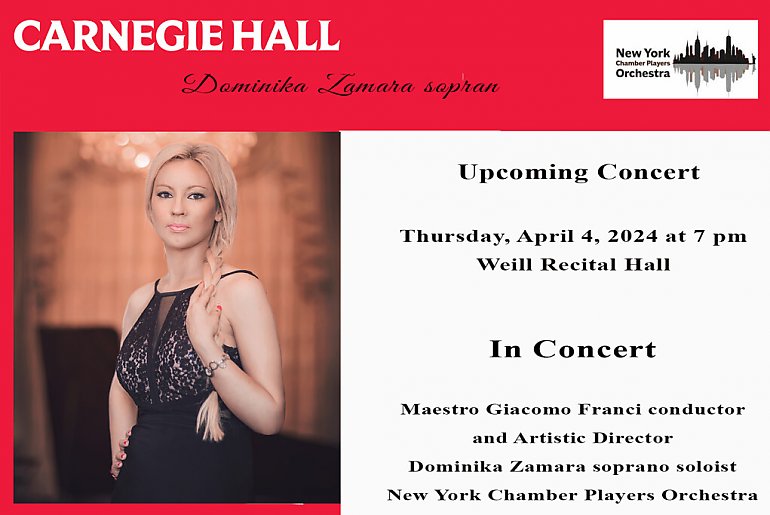 Dominika Zamara zaśpiewa 4 kwietnia w Nowym Yorku