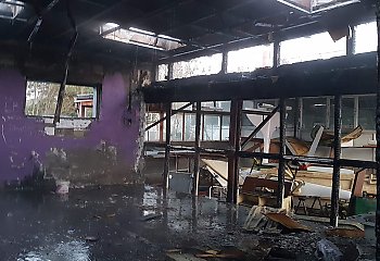 Pożar w budynku Aeroklubu Bydgoskiego na Biedaszkowie [GALERIA]